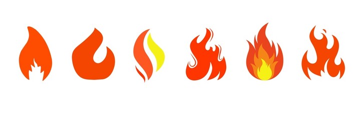 Set of fire, vector silhouettes of fire, silhouette set of flame, set of fire icons, srt of flame icons