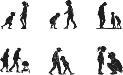 set of silhouettes of people