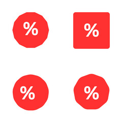 Set of Red discount icons.