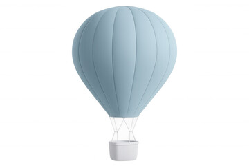 Fototapeta premium 3d rendering of a light blue hot air balloon with a white basket, floating against a transparent background