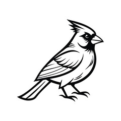 Alert red cardinal line art design for cards and invitations featuring vibrant colors