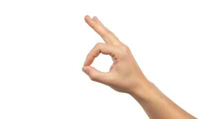 Transparent PNG Hand Gesture, OK Sign, Isolated Human Hand Forming an Okay Symbol on a Transparent Background, Perfect for Website Design and App Interfaces