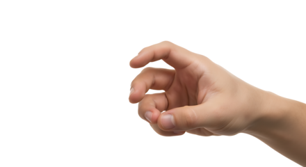 Transparent PNG Hand Gesture:  A Realistic Close-up of a Fair-Skinned Hand Making a Picking or Grabbing Gesture, Isolated on a Black Background, Ideal for Digital Compositions and Mockups
