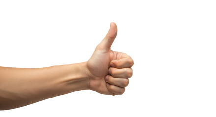 Transparent PNG Hand Giving Thumbs Up Gesture,  A Close-up of a Light-Skinned Hand Showing a Positive Thumbs Up Sign on a Transparent Background, Ideal for Website Design and App Interfaces