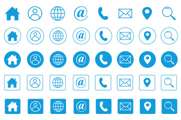 Web icon set symbol- Website set icon vector for web and mobile - Blue web icon set