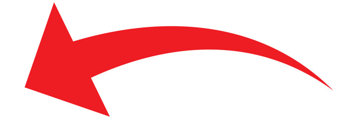 Red curve arrow icon on white background. Stylish red arrow vector. Arrow icon for web site, logo, app. Arrow indicated the direction symbol vector. Curved arrow sign icon. Curved arrows. EPS 10.