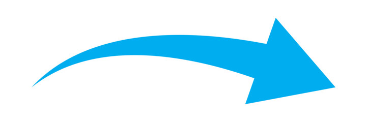Blue curved arrow icon on white background. Stylish blue arrow vector.  Arrow icon for web site. Arrow indicated the direction symbol vector. Curved arrow sign icon. Curved arrows vector.  EPS 10.