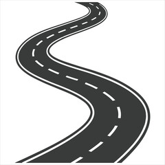 Winding curves road isolated on transparent background. winding road from top view. vector illustration.