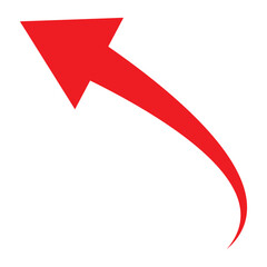Red curve arrow icon on white background. Stylish red arrow vector. Arrow icon for web site, logo, app. Arrow indicated the direction symbol vector. Curved arrow sign icon. Curved arrows.