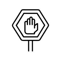 Obraz premium Stop sign with hand symbol in simple line illustration 