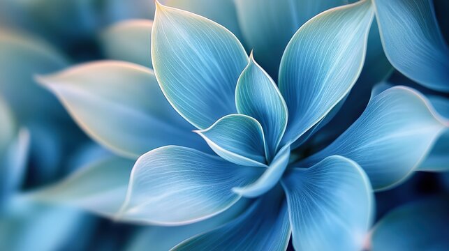 Macro close-up of agave plant leaves with blue-green hues and intricate texture, high-resolution natural detail for botanical designs