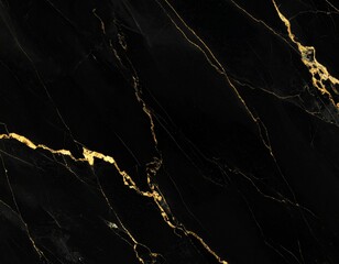 Black Marble Texture with Fine Gold Veins