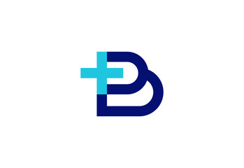 Logo letter B with symbol medical plus, Creative template for hospital and healthcare.