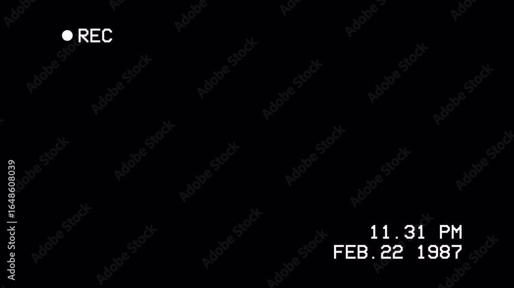 Poster dynamic retro vcr recording interface overlay from 1987 with blinking rec light