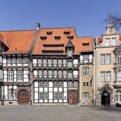 Südfassase des Fachwerkhaus Huneborstelsches Haus am Burgplatz in Braunschweig, Sitz der...