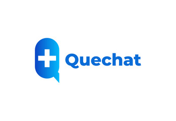Logo letter Q with symbol medical plus, Creative template for hospital and healthcare.