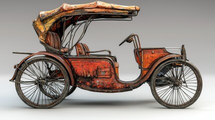 Fototapeta premium Vintage Horse Drawn Carriage Wireframe Render