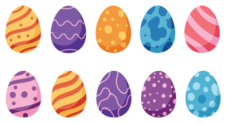 Cheerful collection of colorful decorated Easter eggs for holiday celebrations