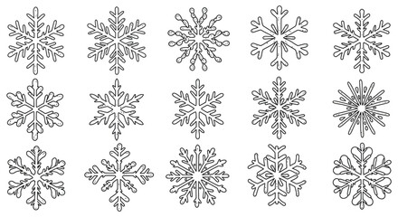 Collection of Hand Drawn Snowflakes for Winter Holiday Designs and Backgrounds