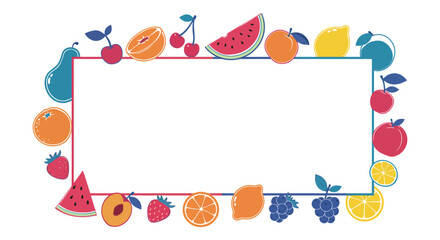 Colorful Fruit Frame with Copy Space for Summer Designs and Healthy Eating