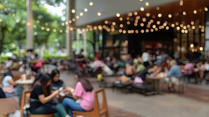 Obraz premium Creative Coworking Lounge Engaging Collaboration Space with Modern Architecture and Outdoor Views