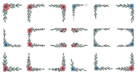 Elegant Floral Corner and Border Design Elements for Invitations and Decorations