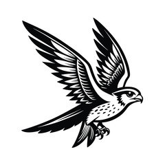 Fototapeta premium Dynamic swift falcon in mid flight with wings spread rendered in a clean line art style for advertising banners