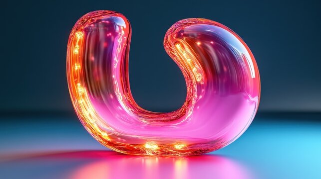 Abstract letter U, glowing