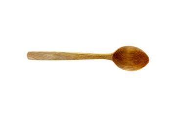 Handcrafted Wooden Spoon Isolated on White Background with Natural Texture