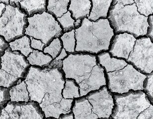 Obraz premium Monochrome Cracked Earth Texture from Above