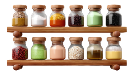 Spice Rack Showcase: A meticulously arranged spice rack boasts a diverse collection of culinary treasures, offering a feast for the eyes with its assortment of textures and colors.
