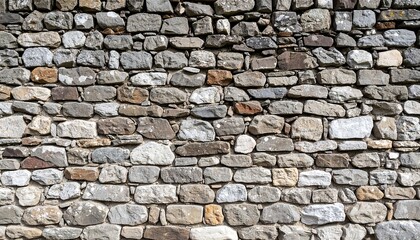 Fototapeta premium A close-up of a rustic stone wall, showing varied stone shapes and colors