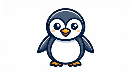 Obraz premium “Smiling penguin head logo, black and white vector, bold clean lines, simple curves, minimalist style, modern mascot emblem, isolated on white background”