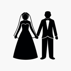 Bride Groom Wedding Couple Love Ceremony Icon Vector Illustration