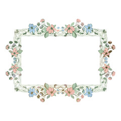 Square floral frame with pastel blossoms