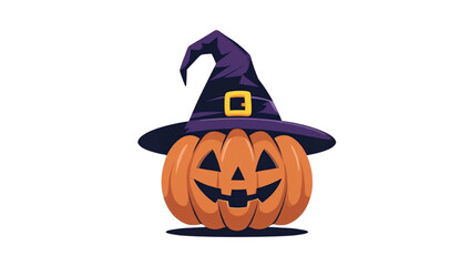 halloween pumpkin with witch hat