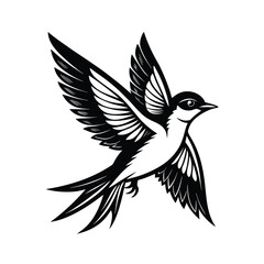 Obraz premium Elegant line art depiction of a western kingbird in mid flight against a clean white background