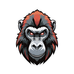 Angry Baboon Head Vector Illustration,Wild Baboon Mascot Head Design,Cartoon Baboon Face Logo Template,Fierce Baboon Animal Head Artwork,Detailed Baboon Head Vector Drawing,Baboon Head Esports Logo