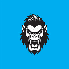 Angry Gorilla Head Vector Illustration,Cool Gorilla Face Logo Design,Fierce Gorilla Mascot Vector Art,Aggressive Gorilla Head Drawing,Wild Gorilla Face Graphic Design,Cartoon Style Gorilla Head Vector