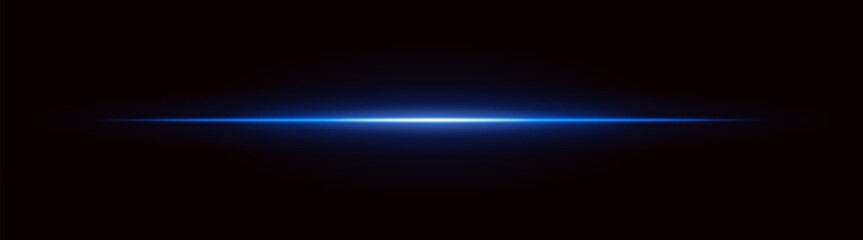 Radiant light. Straight glowing beam with intense center and dark fade edges. Suitable for digital interfaces and futuristic motion effects.