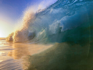 Wave breaking at Sandy Beach Park on Oahu in Hawaii