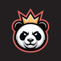Panda Mascot Logo with Crown Vector Illustration,Angry Panda Esport Logo Vector Design,Cartoon Panda Face Logo with Crown Vector,Aggressive Panda Mascot Vector for Gaming Team,Modern Panda Logo Design