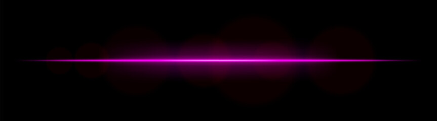 Laser line. Thin horizontal beam with smooth light halo and soft focus edges on dark background. Perfect for sci-fi, motion or UI design.