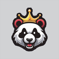 Panda Mascot Logo with Crown Vector Illustration,Angry Panda Esport Logo Vector Design,Cartoon Panda Face Logo with Crown Vector,Aggressive Panda Mascot Vector for Gaming Team,Modern Panda Logo Design