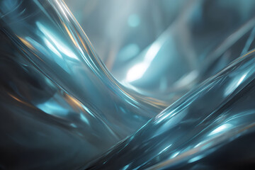 Abstract flowing metallic textures with vibrant teal and silver highlights create a modern, dynamic...