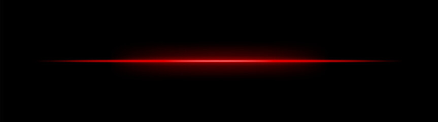 Laser. Thin horizontal beam with bright glow and soft gradient edges. Simple linear composition creates futuristic energy effect on dark background.