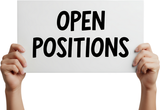 Hands holding sign with OPEN POSITIONS text isolate hiring recruitment job opening employment career - Powered by Adobe