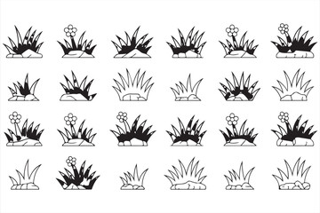 Black and White Flora Icons for Outdoor, Landscaping, and Environmental Use