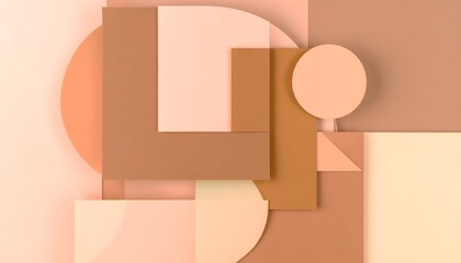 Layered Geometric Forms in a Warm Terracotta Palette with Soft, Diffuse Shadows