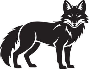Obraz premium Elegant Fox Silhouette Logo Minimalist Black Vector for Branding Identity, Tattoo Designs, Apparel Prints, Forest Animal Illustrations, and Wildlife Emblems
